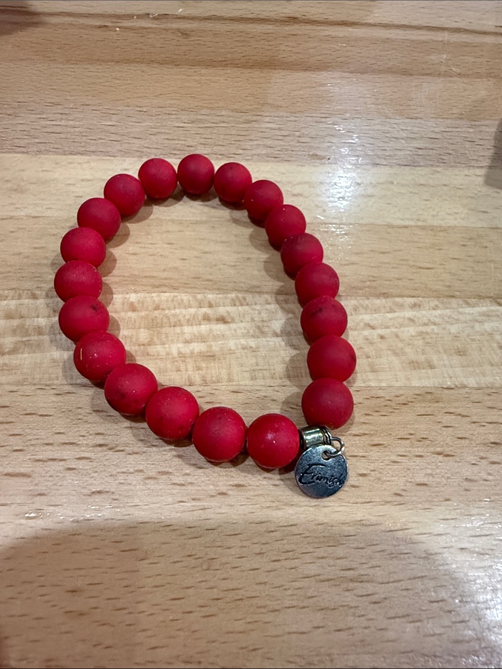 Erimish Red Beaded Stretch Bracelet with Charm